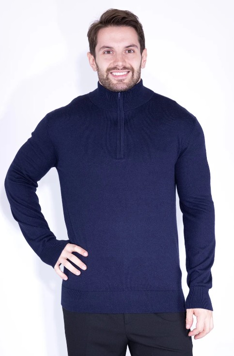 MAGLIONE TINTA UNITA MEZZA ZIP