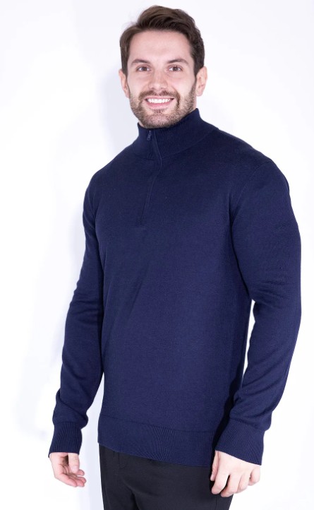 MAGLIONE TINTA UNITA MEZZA ZIP - immagine 2