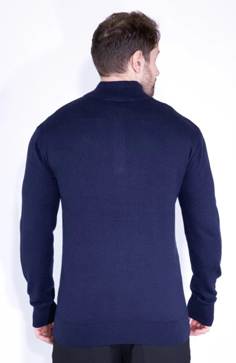 MAGLIONE TINTA UNITA MEZZA ZIP - immagine 3